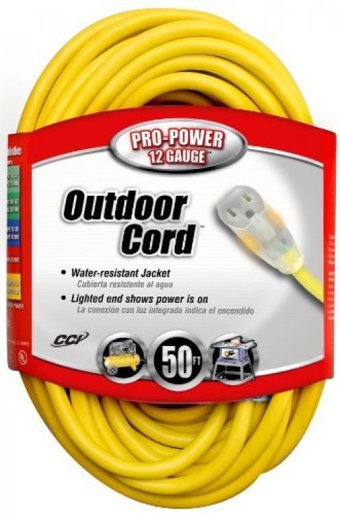 Coleman Cable 2588 50' Vinyl Extension Cord W/ Pow